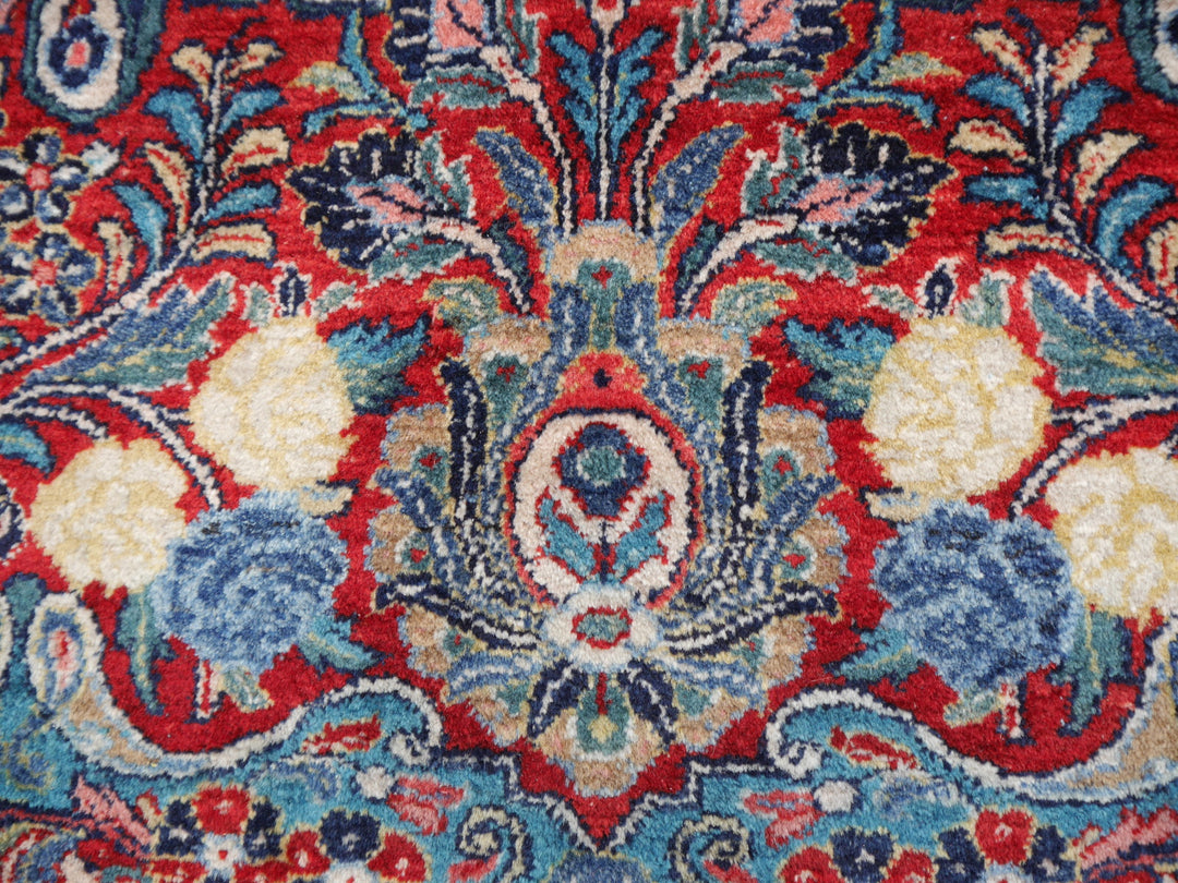 Sarouk Mohajeran antique rug 17 x 12 ft / 510 x 365 cm Blue Rose Beige Turquoise