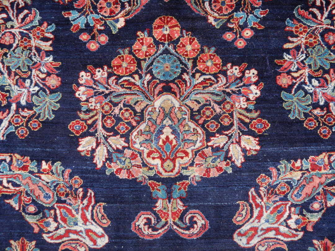 Sarouk Mohajeran antique rug 17 x 12 ft / 510 x 365 cm Blue Rose Beige Turquoise