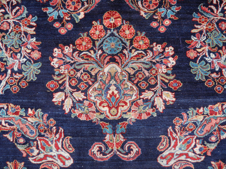 Sarouk Mohajeran antique rug 17 x 12 ft / 510 x 365 cm Blue Rose Beige Turquoise