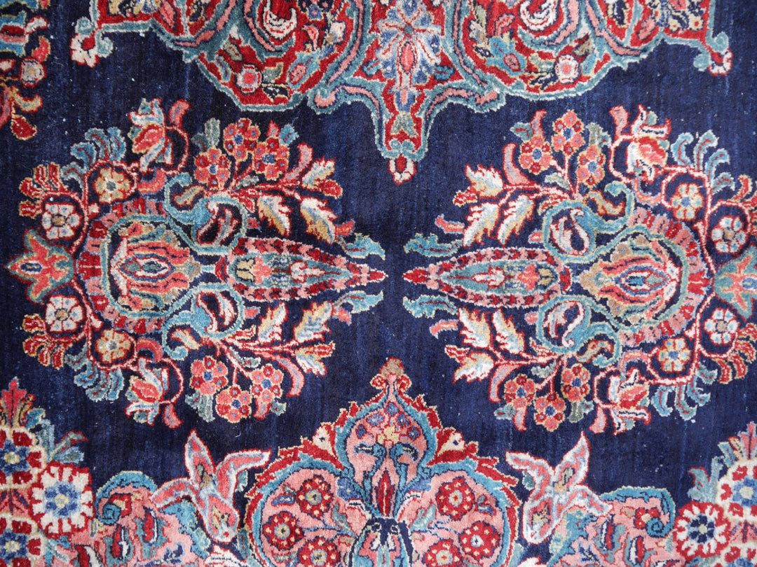 Sarouk Mohajeran antique rug 17 x 12 ft / 510 x 365 cm Blue Rose Beige Turquoise