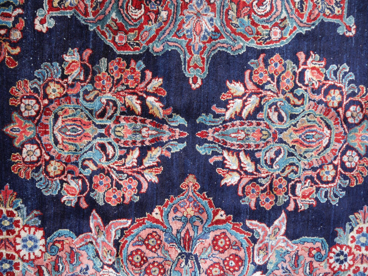 Sarouk Mohajeran antique rug 17 x 12 ft / 510 x 365 cm Blue Rose Beige Turquoise