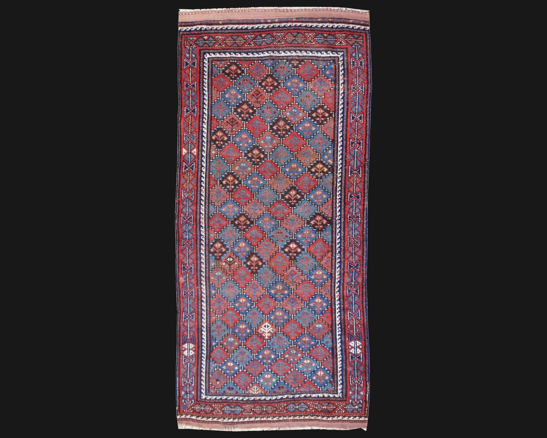 Gendje Antique rug 7 x 3 ft Red Blue Beige Brown