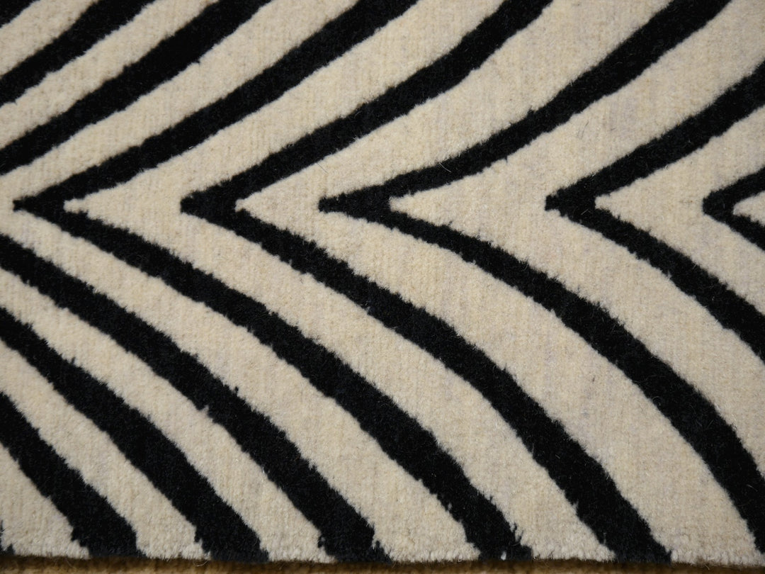 Art Deco Design Zebra Rug hand-knotted wool