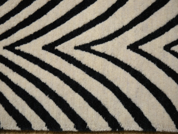 Art Deco Design Zebra Rug hand-knotted wool