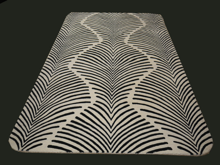 Art Deco Design Zebra Rug hand-knotted wool
