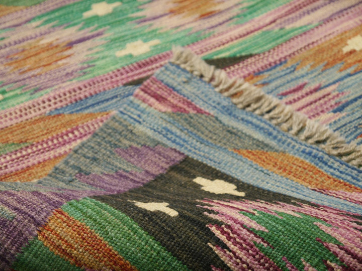 16006 Kilim rug 7 x 5 ft hand woven wool tribal carpet from Afghanistan