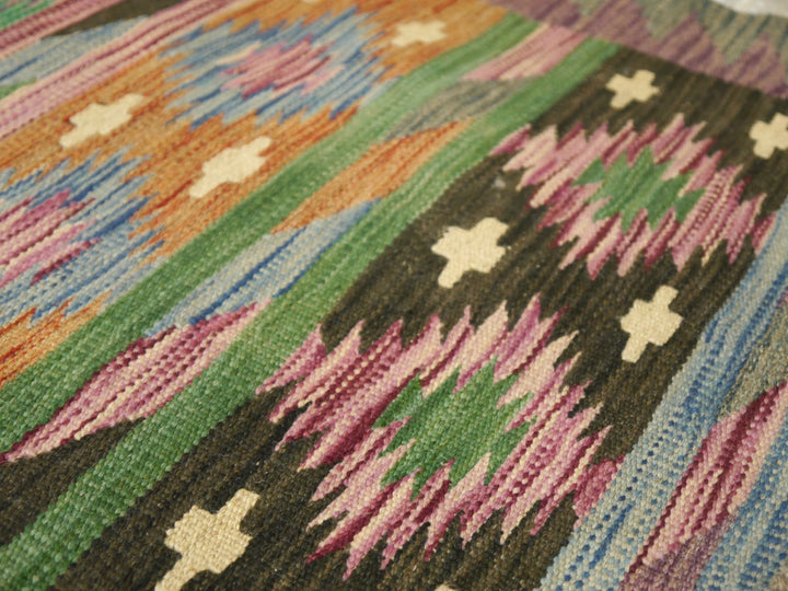 16006 Kilim rug 7 x 5 ft hand woven wool tribal carpet from Afghanistan