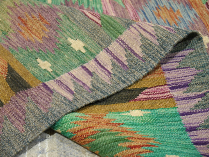 16006 Kilim rug 7 x 5 ft hand woven wool tribal carpet from Afghanistan