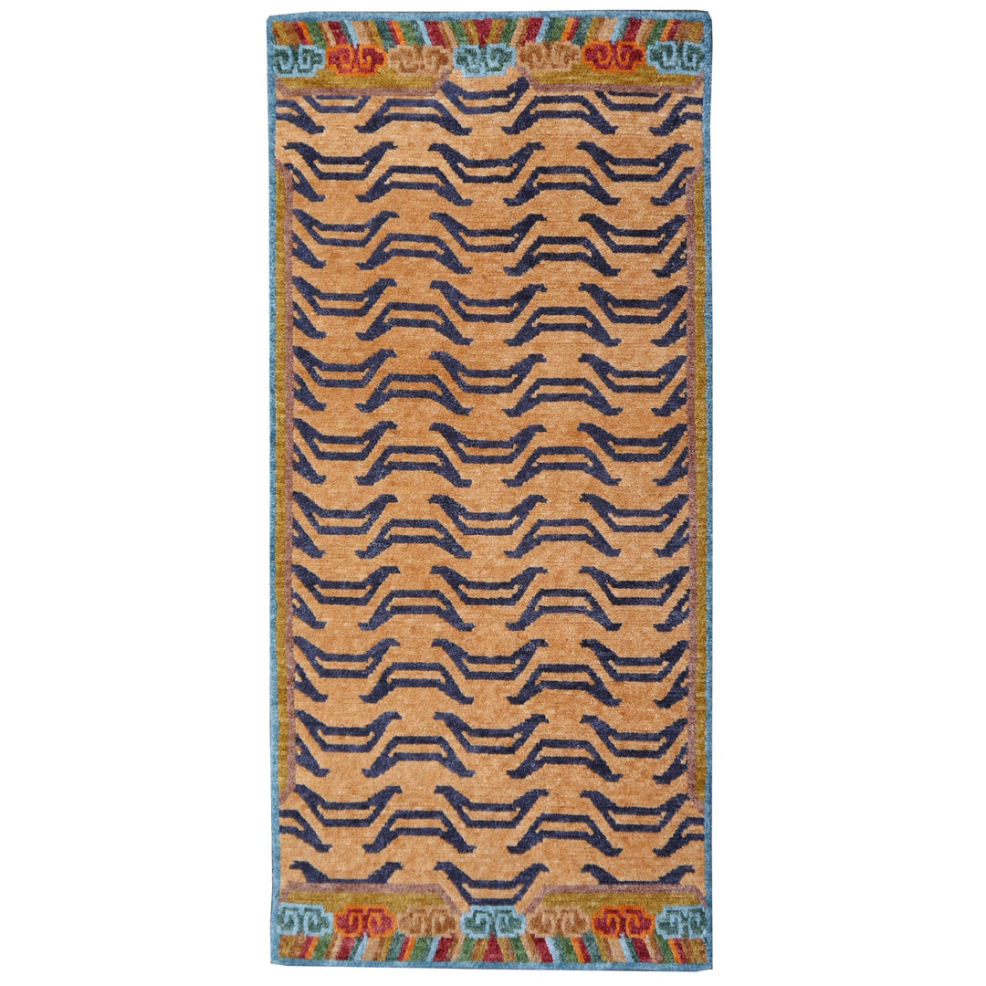 Tibetan Tiger Rug 6 x 3 ft hand-knotted Exclusive Tibetan Tiger rug, hand-knotted from wool. Tiger rug, Tiger tapis,