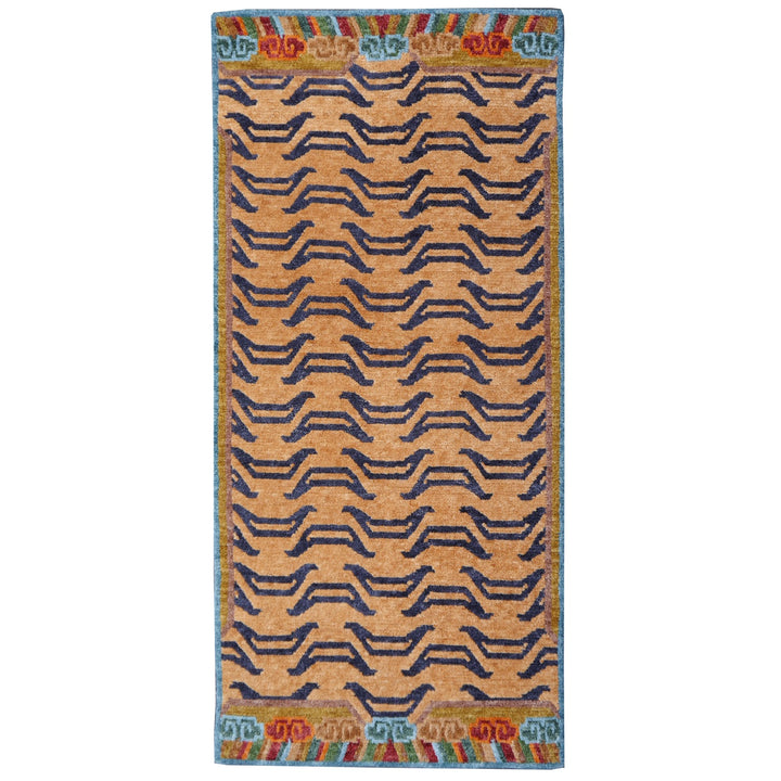 Tibetan Tiger Rug 6 x 3 ft hand-knotted Exclusive Tibetan Tiger rug, hand-knotted from wool. Tiger rug, Tiger tapis,
