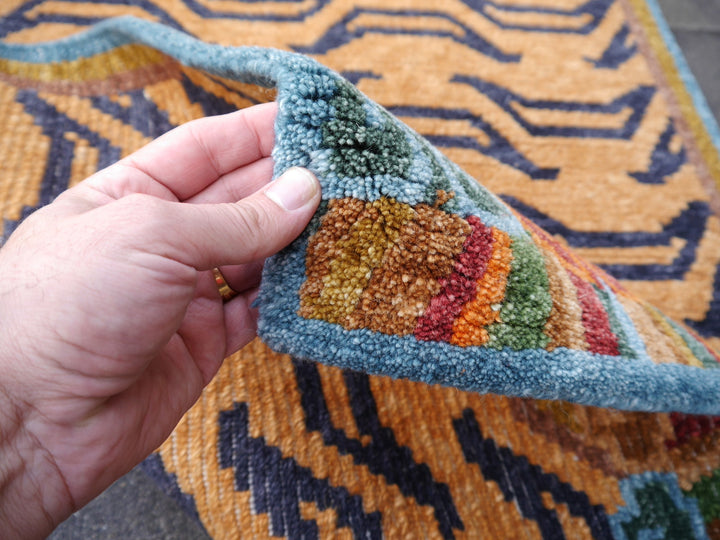 Tibetan Tiger Rug 6 x 3 ft hand-knotted Exclusive Tibetan Tiger rug, hand-knotted from wool.