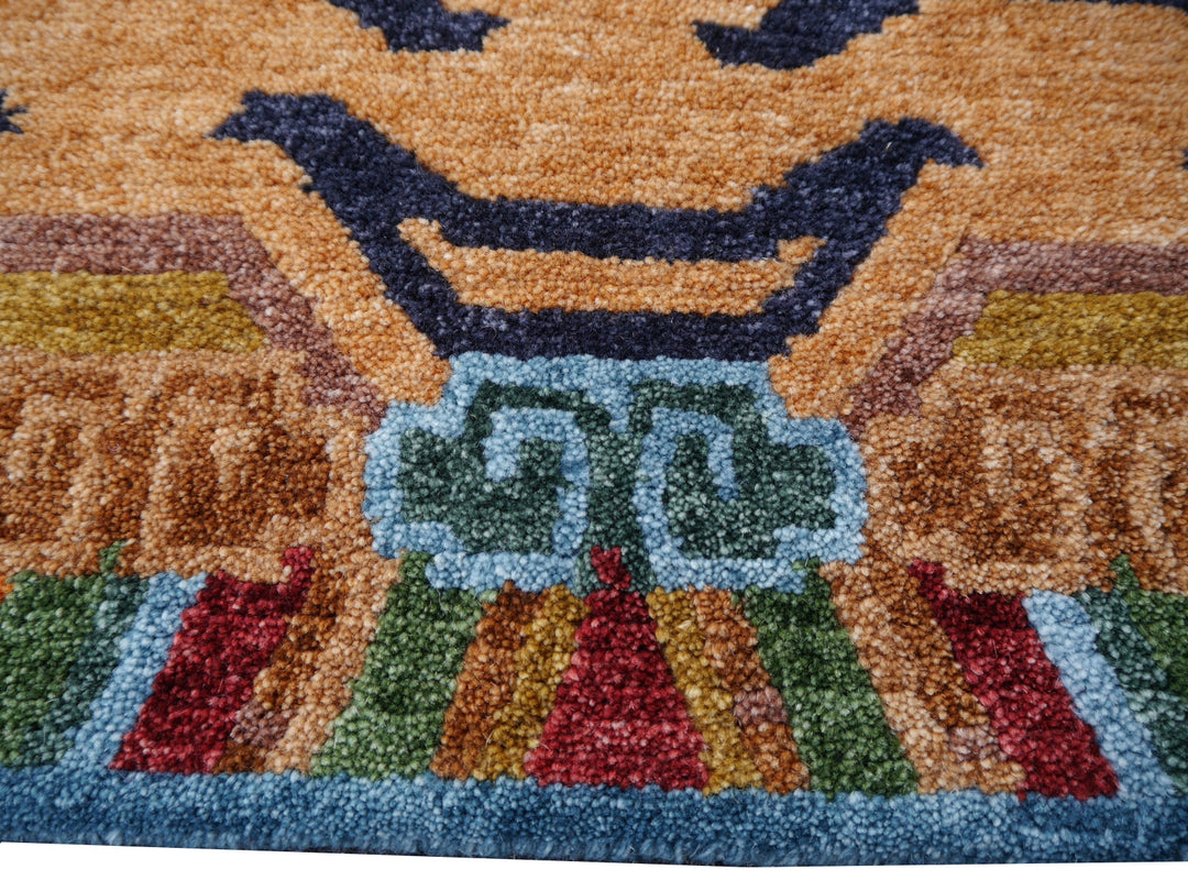Tibetan Tiger Rug 6 x 3 ft hand-knotted Exclusive Tibetan Tiger rug, hand-knotted from wool.