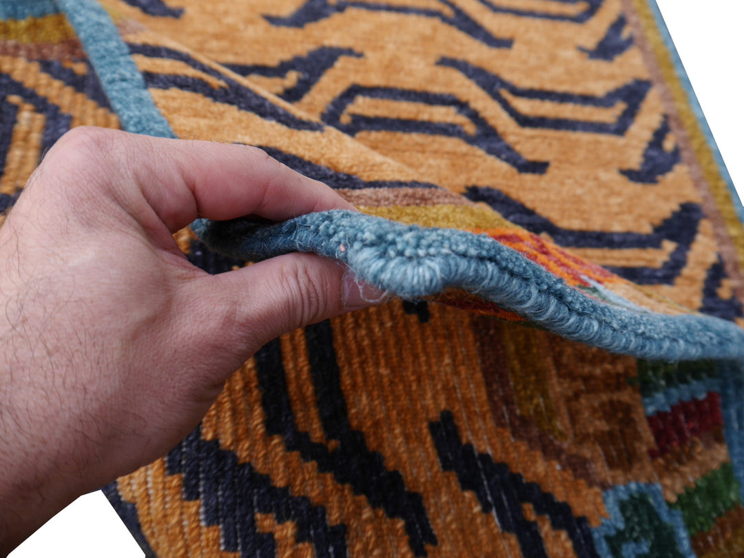 Tibetan Tiger Rug 6 x 3 ft hand-knotted Exclusive Tibetan Tiger rug, hand-knotted from wool.