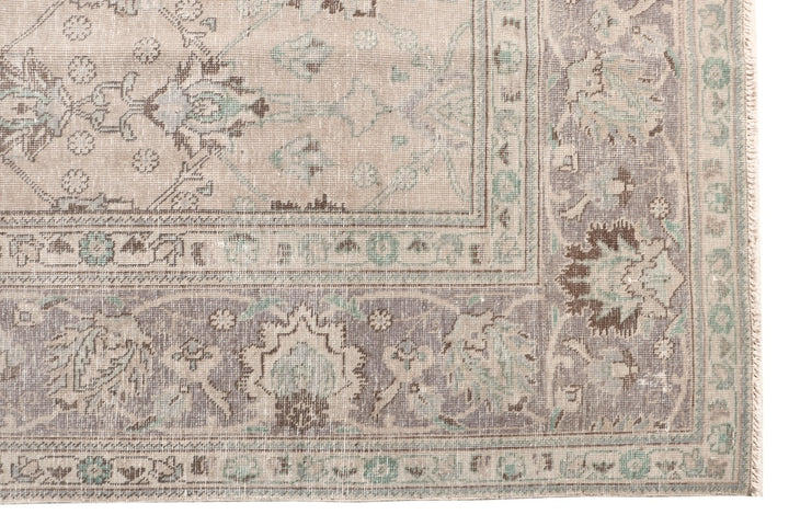 11’6 x 9’2 Classic Vintage Rug Muted Beige, Red, Green & Brown hand knotted