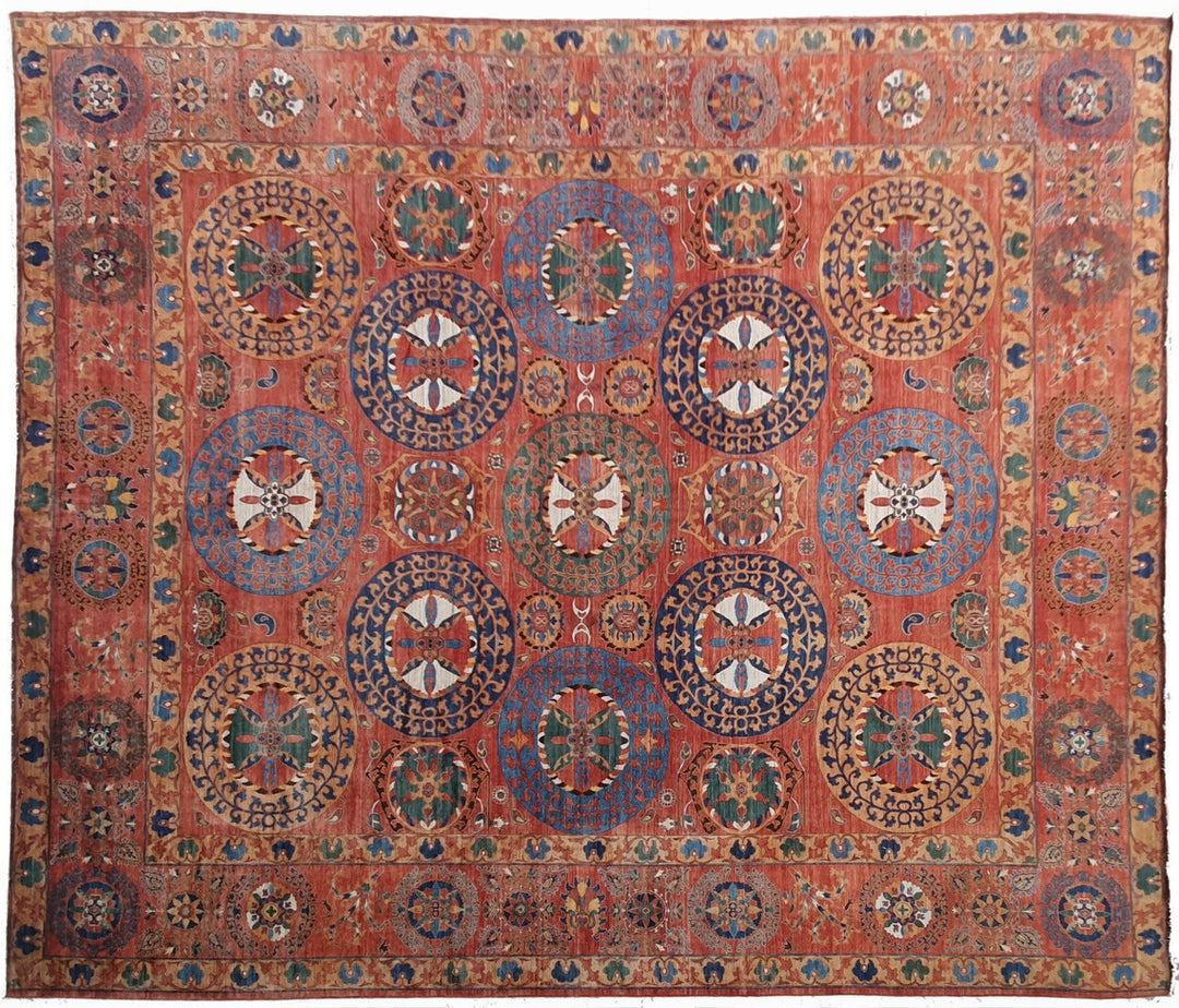 Palatial and huge palace size, oversized rug, hand-knotted wool.  It was part of the set on the movie SPENCER with Kristen Stewart.