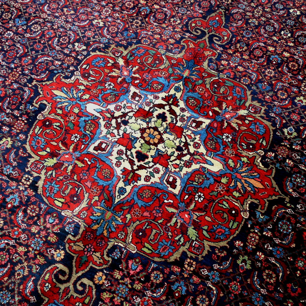 Antique Bidjar Rug 17 x 13 ft Blue Red Hand Knotted Wool