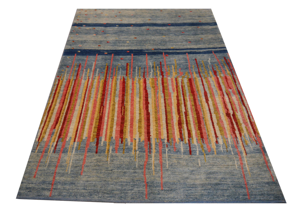 Edelgrund Design Rug 7 x 5 ft Veggie dyes Blue Pink