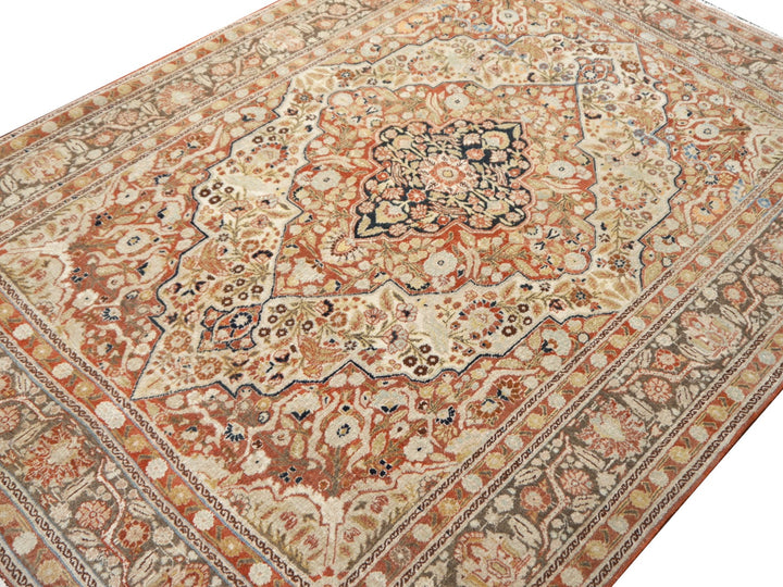 Tabriz Antique Rug 6 x 4 ft Haji Jalili Muted Vintage