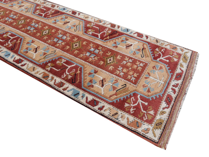 Hallway runner rug 9 x 2.7 ft hand knotted Turkish Melas
