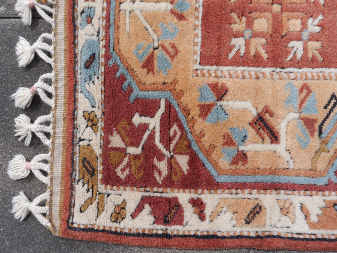 Hallway runner rug 9 x 2.7 ft hand knotted Turkish Melas