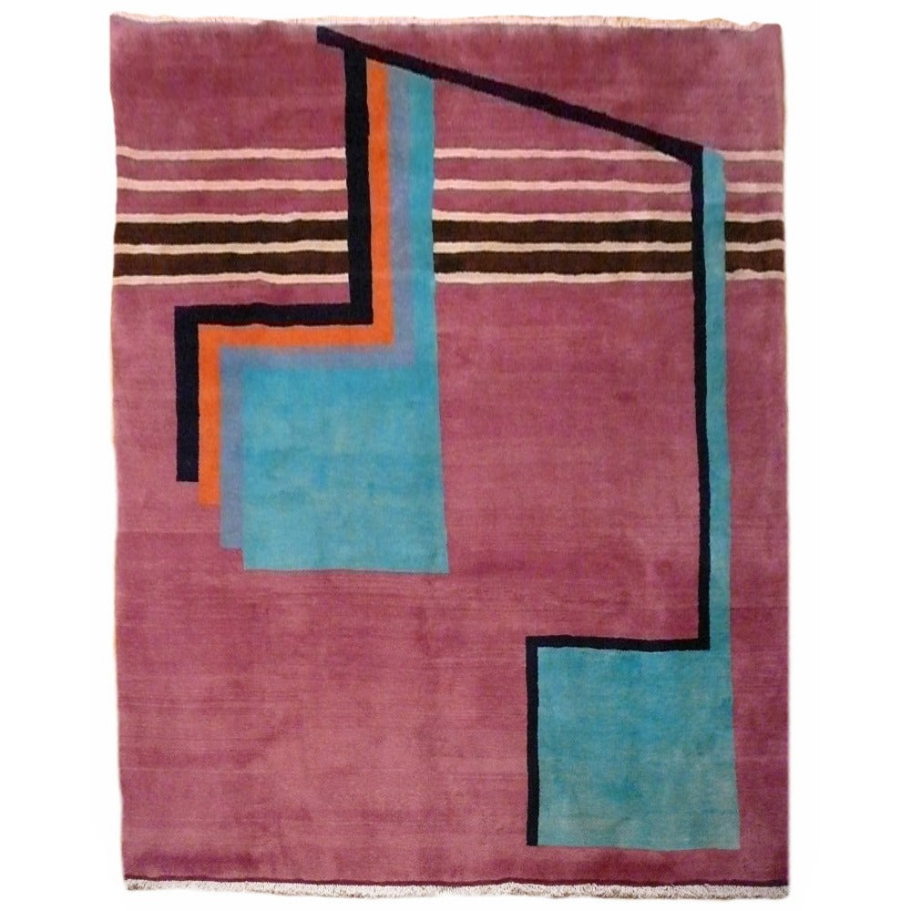 Art Deco vintage rug 8.3 x 6.6 ft / 254 x 200 cm 09534