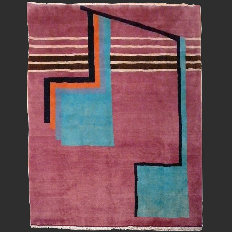Art Deco vintage rug 8.3 x 6.6 ft / 254 x 200 cm 09534