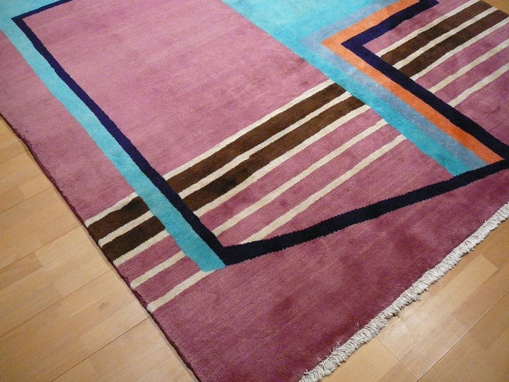 Art Deco vintage rug 8.3 x 6.6 ft / 254 x 200 cm 09534
