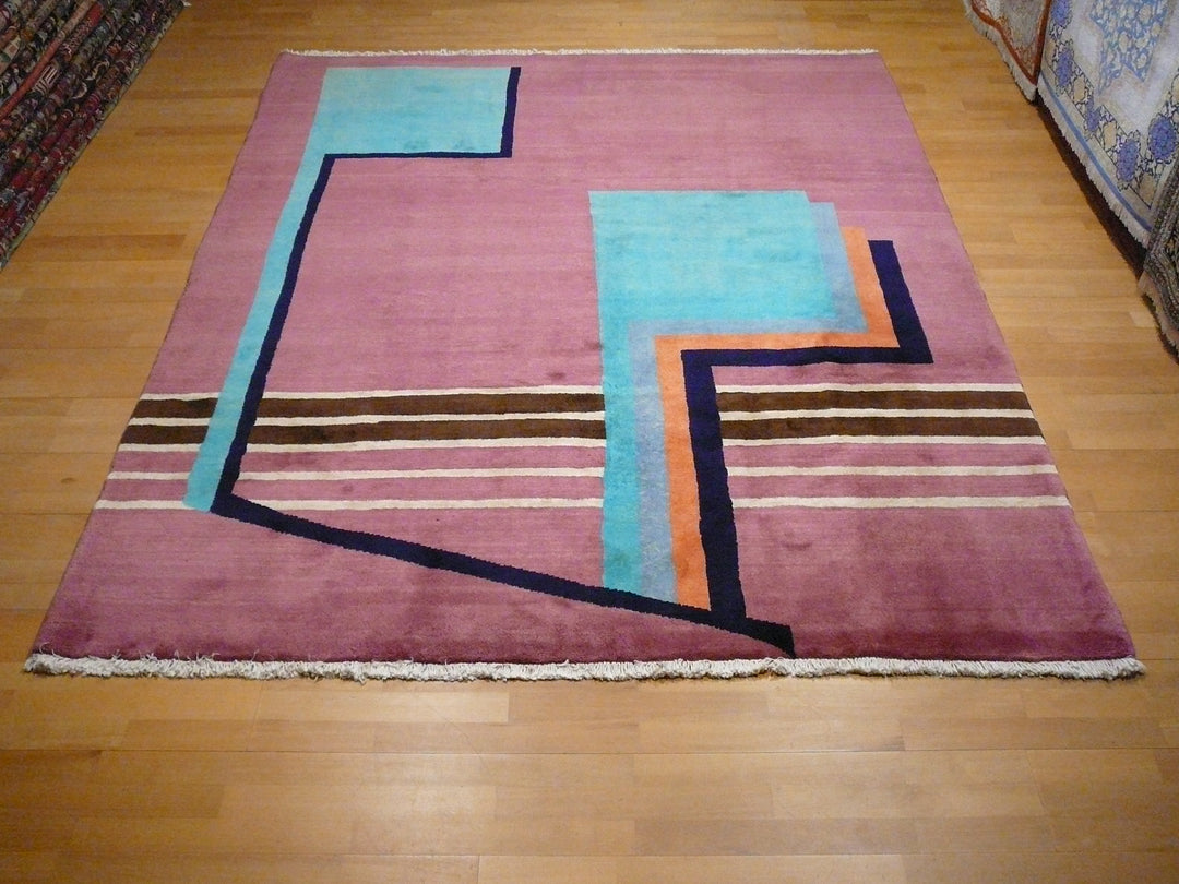 Art Deco vintage rug 8.3 x 6.6 ft / 254 x 200 cm 09534