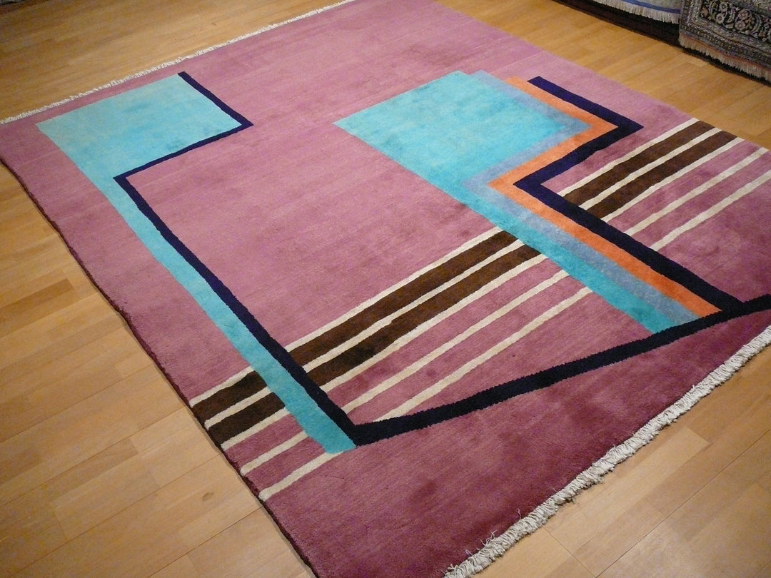 Art Deco vintage rug 8.3 x 6.6 ft / 254 x 200 cm 09534