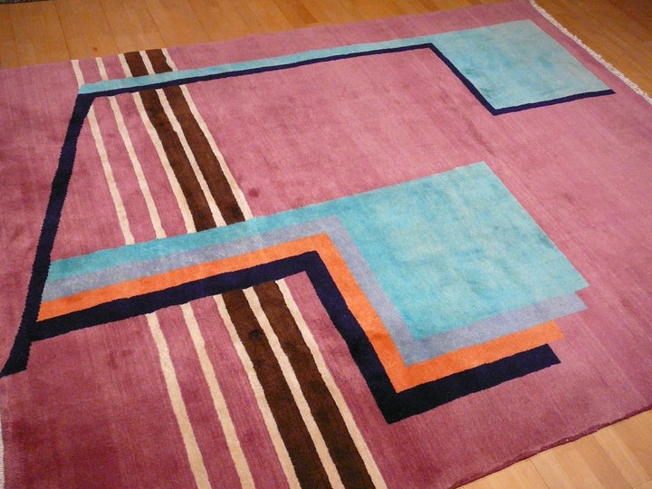 Art Deco vintage rug 8.3 x 6.6 ft / 254 x 200 cm 09534