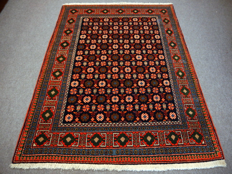 Shirvan Chichi rug indigo field lattice detail – 09759