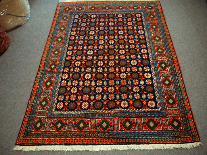 Shirvan Chichi rug field and rosettes detail – 09759