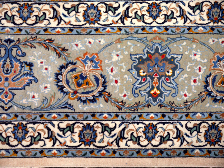 Main border palmette detail of the Kashan rug — 12102