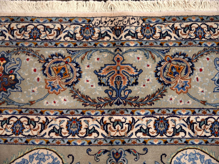 Woven master's signature cartouche in the border of the Kashan rug — 12102