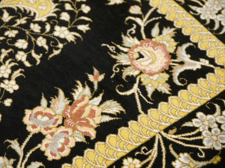 Qum silk rug signature cartouche detail – 13195