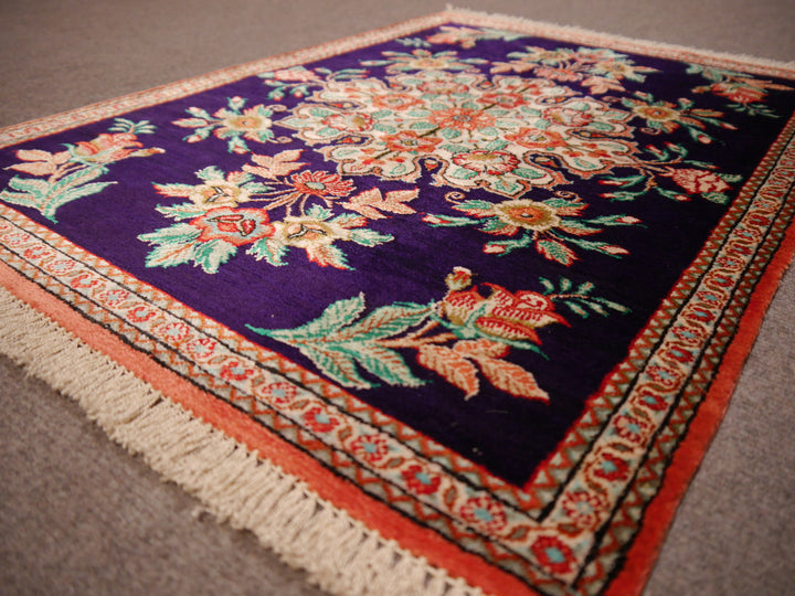 Qum Silk Rug Medaillon blue Ghom Qom Rug hand-knotted