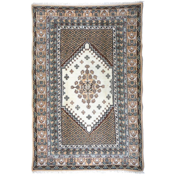 Vintage Kairouan Teppich Tunesien 297×195 cm – Gesamtansicht, Beige Karamel Braun