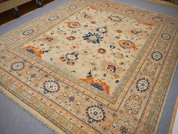 Ziegler Rug 250x300 8x10 ft Antique Sultanabad  design area rug in beige, sage, blue and orange for living room, dining room, bedroom or office. Ziegler Tapis Teppich 