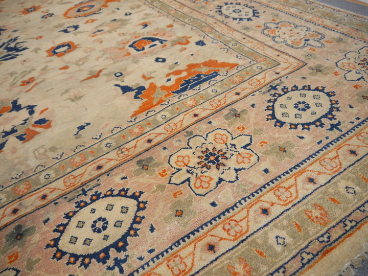 Ziegler Rug 250x300 8x10 ft Antique Sultanabad  design area rug in beige, sage, blue and orange for living room, dining room, bedroom or office. Ziegler Tapis Teppich 