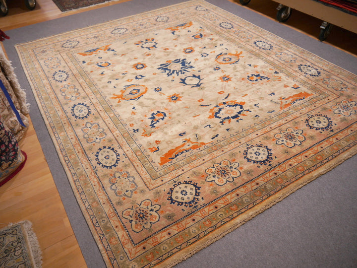 Ziegler Rug 250x300 8x10 ft Antique Sultanabad  design area rug in beige, sage, blue and orange for living room, dining room, bedroom or office. Ziegler Tapis Teppich 