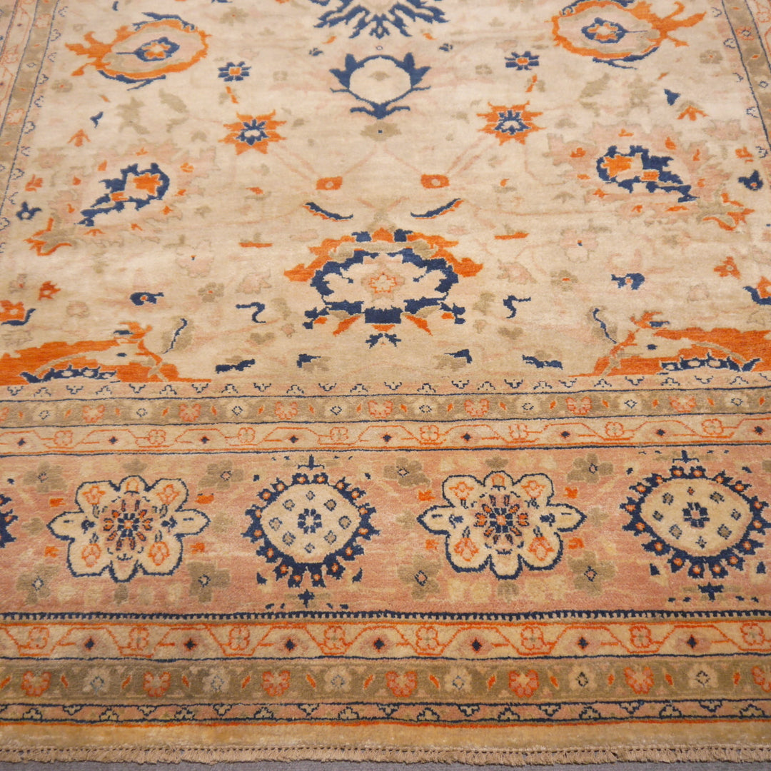 Ziegler Rug 250x300 8x10 ft Antique Sultanabad  design area rug in beige, sage, blue and orange for living room, dining room, bedroom or office. Ziegler Tapis Teppich 