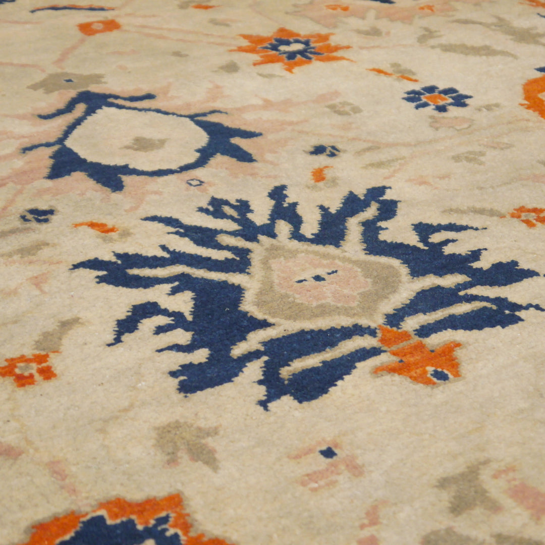 Ziegler Rug 250x300 8x10 ft Antique Sultanabad  design area rug in beige, sage, blue and orange for living room, dining room, bedroom or office. Ziegler Tapis Teppich 