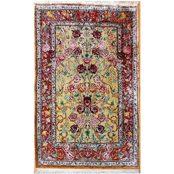 Qum pure silk rug - hand knotted 5.2 x 3.3 ft