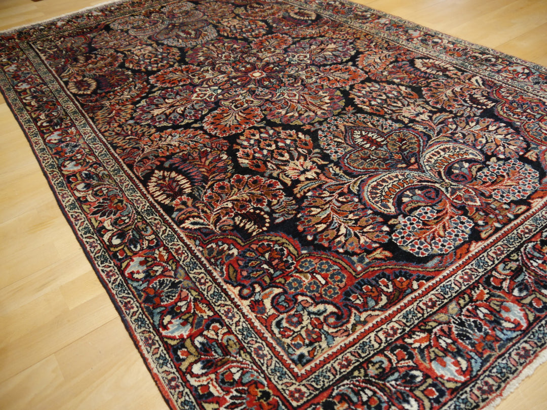 Sarouk blue antique rug 6.5 x 4.1 ft / 198 x 125 cm 14018