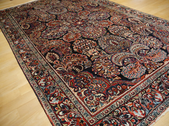Sarouk blue antique rug 6.5 x 4.1 ft / 198 x 125 cm 14018