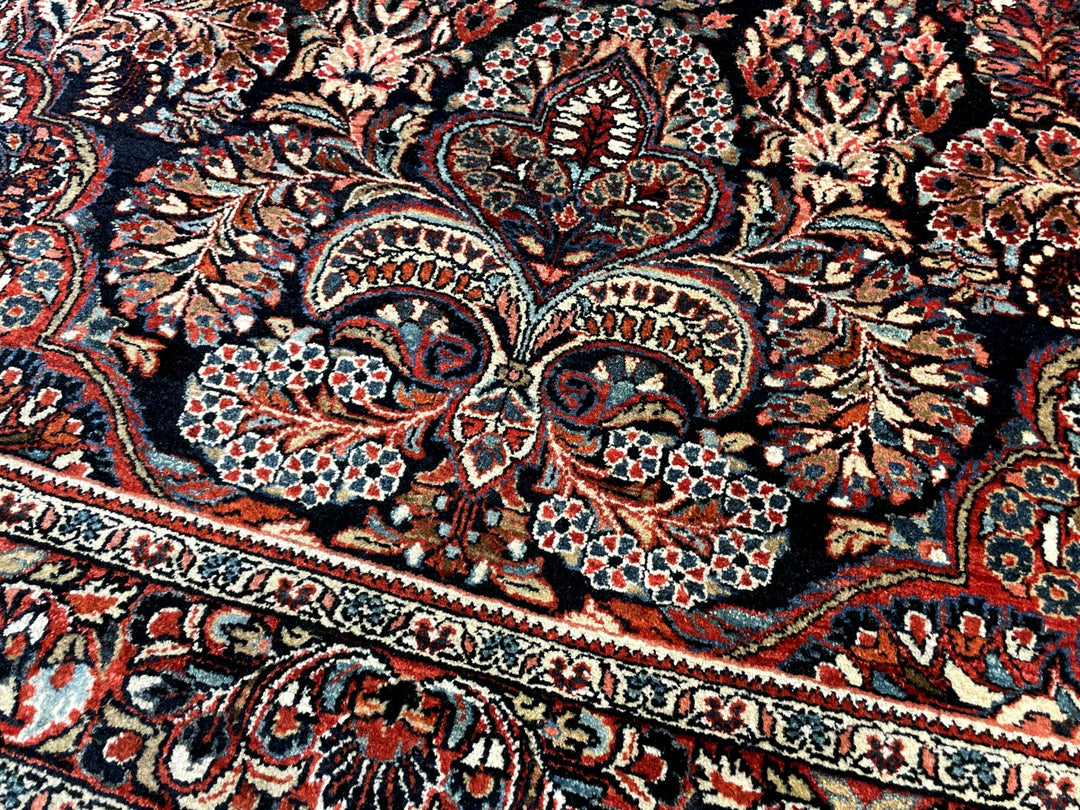 Antiker Sarough alt Teppich blau 200 x 130 cm handgeknüpft 14018