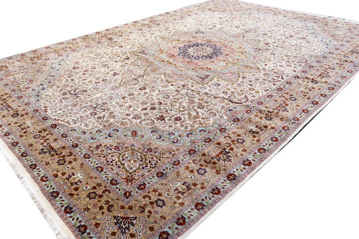 Hereke palace rug — pile texture and turquoise field detail