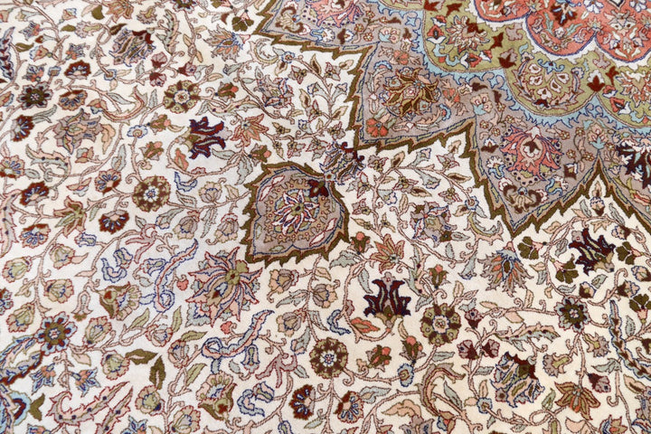 Hereke palace rug — additional field detail showing palette interplay