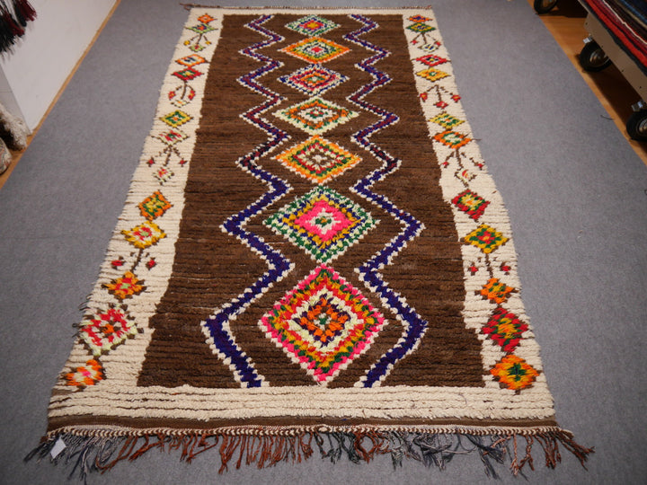 Azilal vintage Berber rug — diamond pattern detail