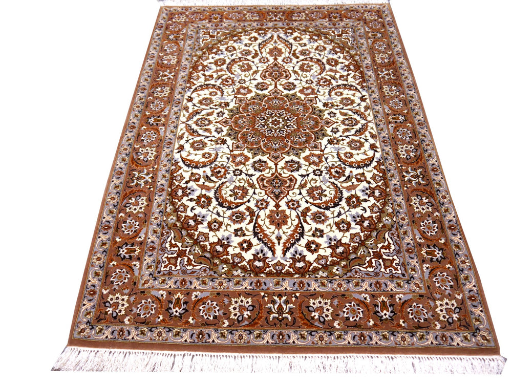 Discover the exquisite Isfahan Persian rug that exudes the highest Luxury through its masterful craftsmanship and noble materials.  Living or dining room, bedroom. 14427